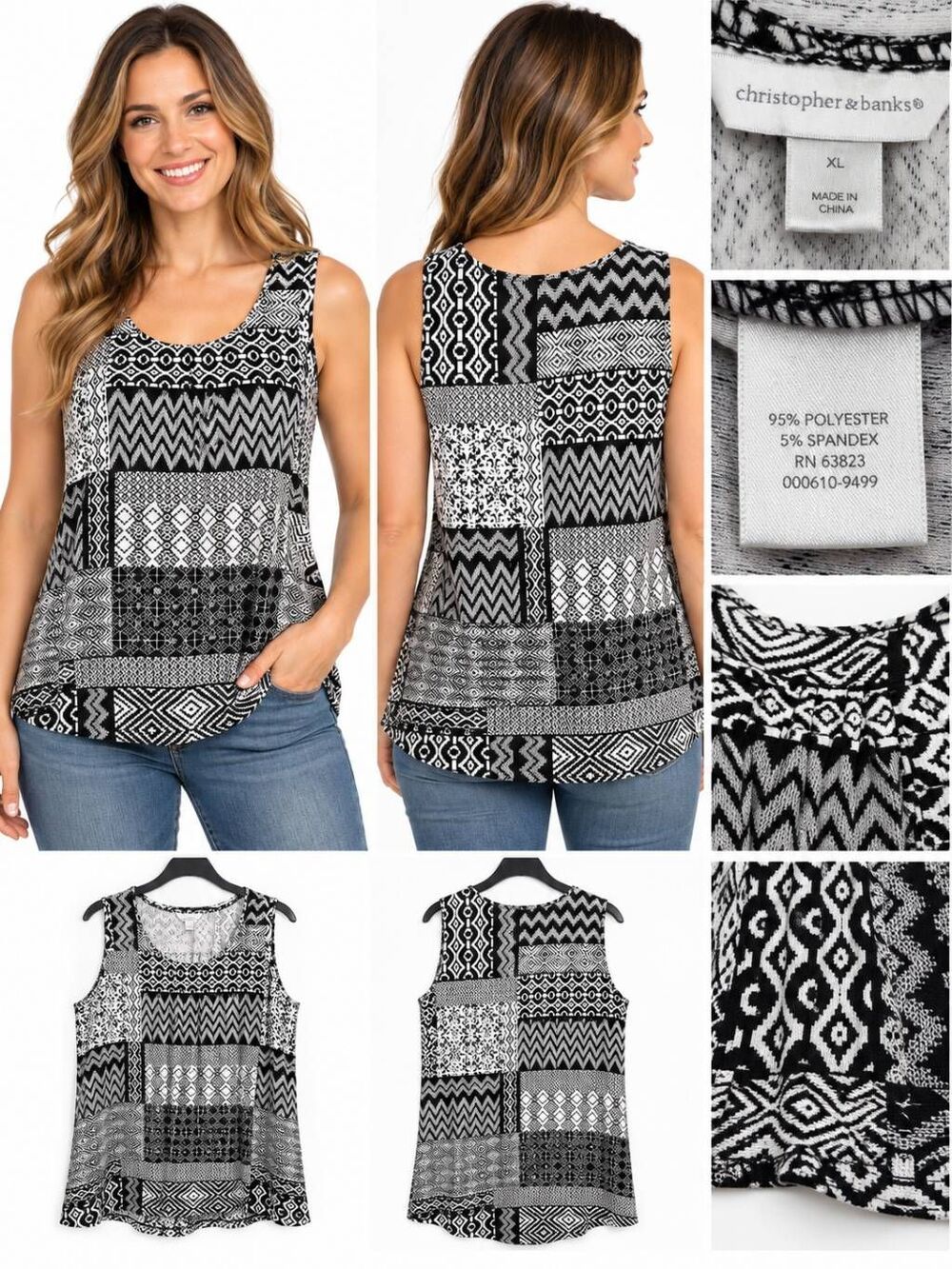 Christopher & Banks XL Black/white Blouse Top